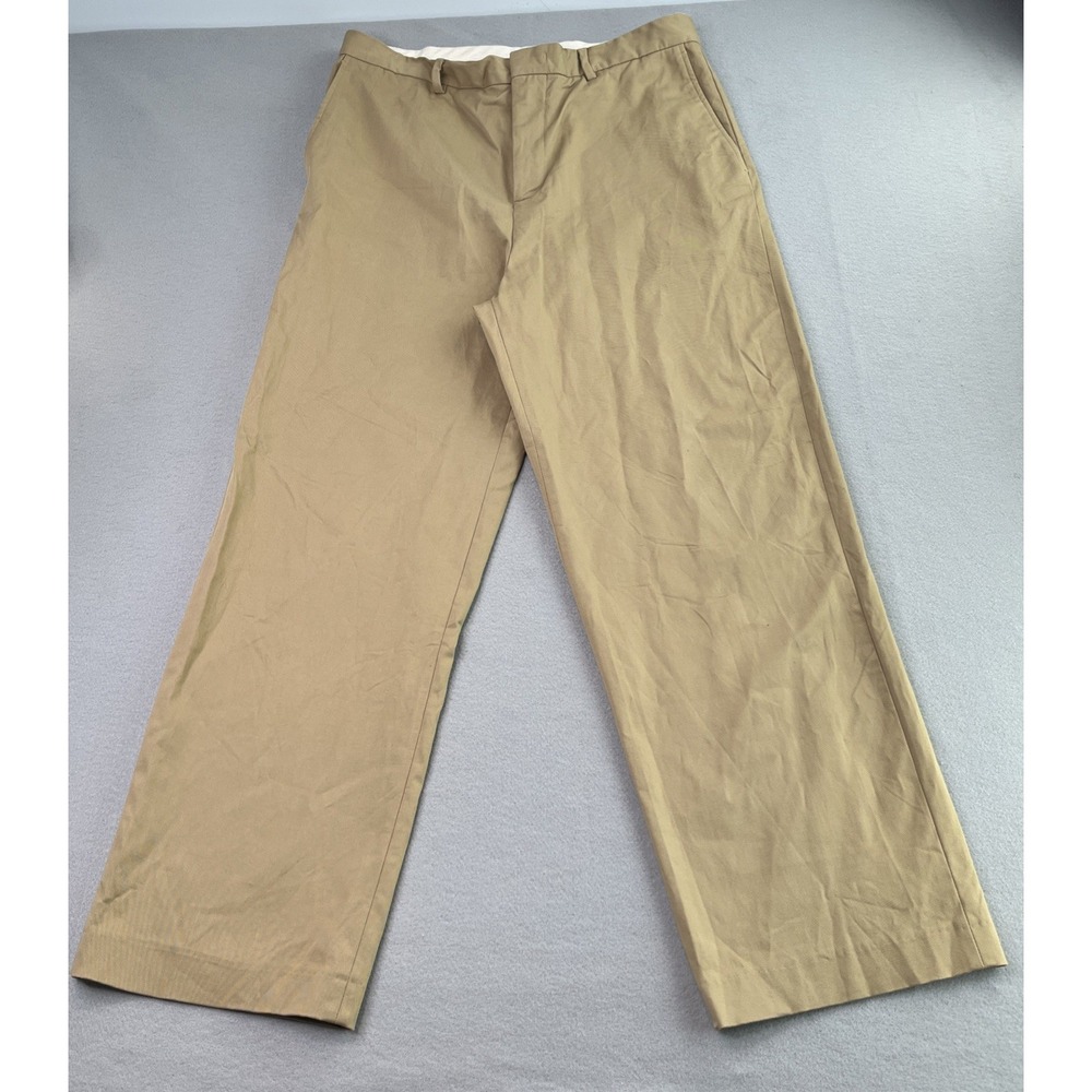Zara Chino Pants Mens 34x34 Flat Front Straight Leg Cotton Blend Stretch